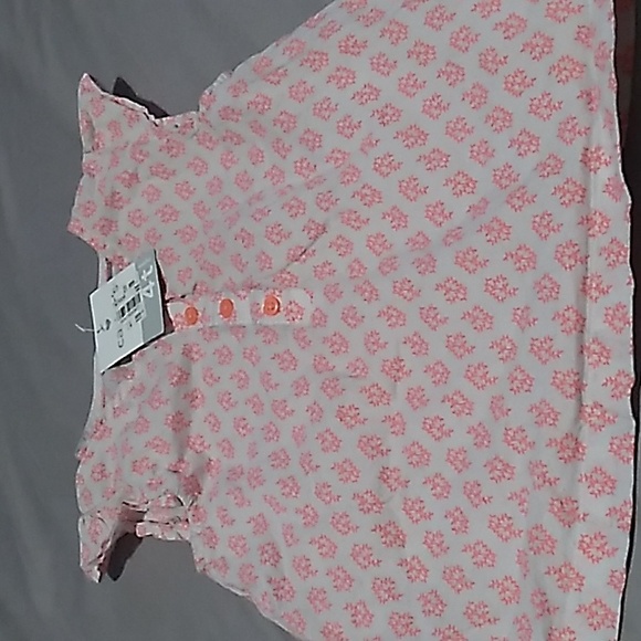 Carters Girls 4T top in orangie pink & off white - Picture 2 of 7